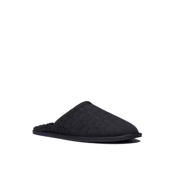 NWT Coach C2465 Black Signature Print Jacquard Logo Slippers Size 7 - Picture 3 of 3